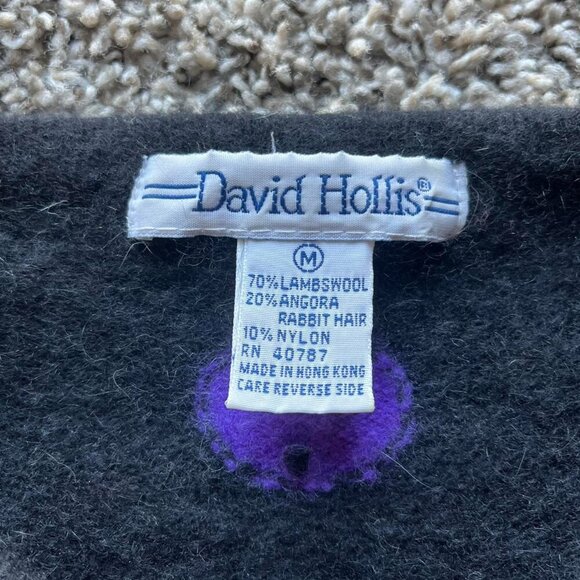 Black Chunky Sweater With Mutlicolored Polka Dots Med Lambswool Sweater Pullover - Picture 4 of 7